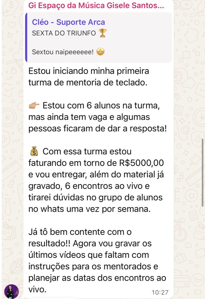 Depoimento de aluno