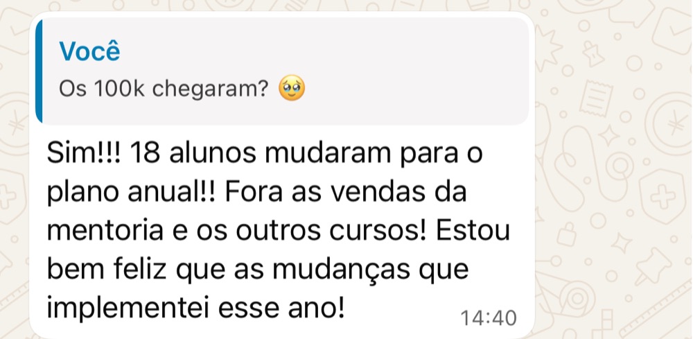 Depoimento de aluno